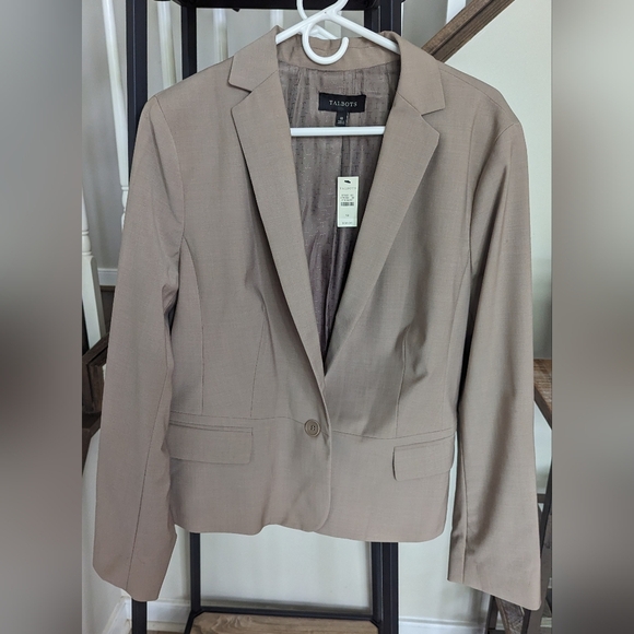 Talbots NEW wool blend Tan one button blazer size 14 - Picture 1 of 12